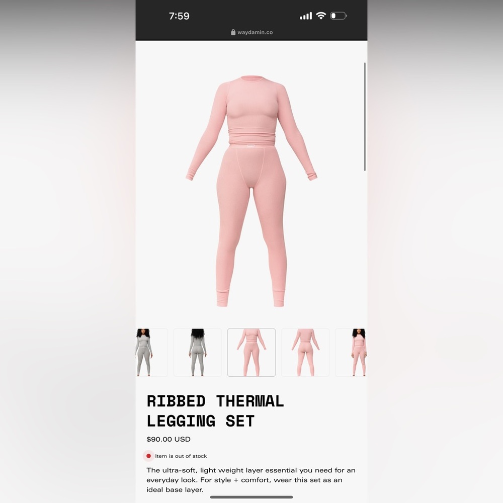 Jayda Waydamin brand Thermal set Pink NEW Size SMALL sold out